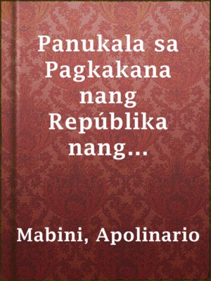 cover image of Panukala sa Pagkakana nang Repúblika nang Pilipinas
